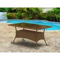 East West Furniture Oslo Patio Table with Glass Top, Brown Wicker OSLTG02
